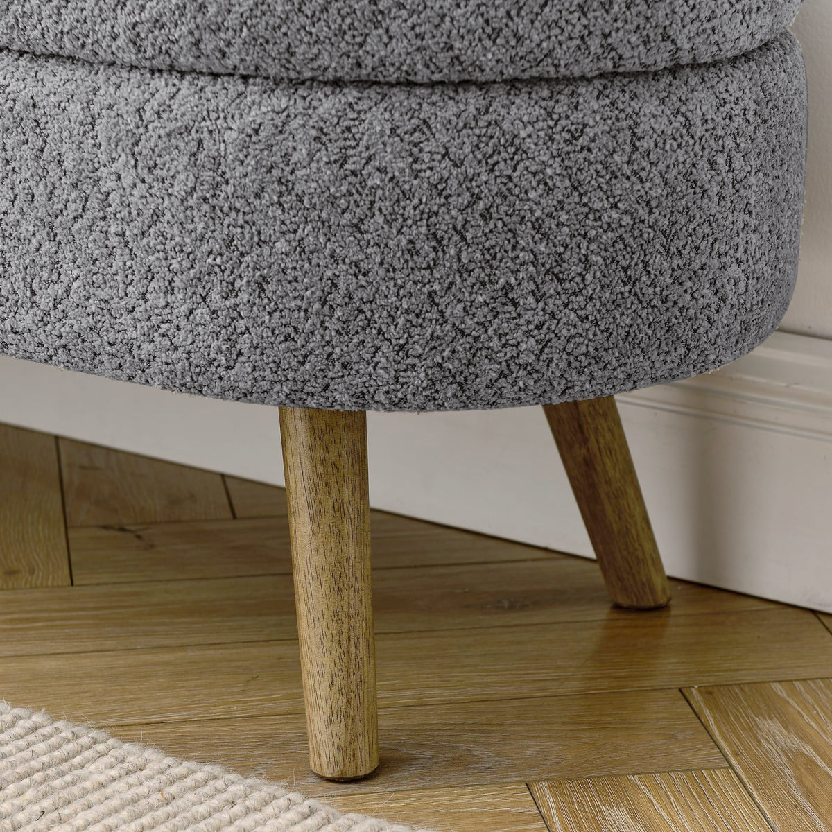 Oval Storage Bench with Rubber Wood Legs, Gray W840305