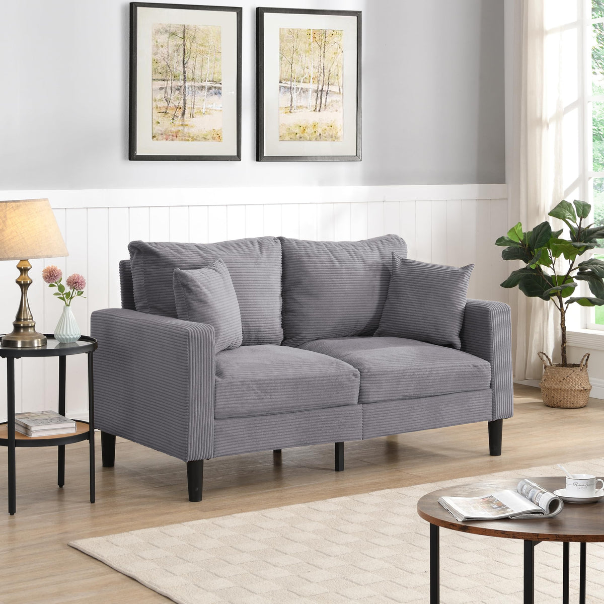 Light Gray Upholstered 2 Seat Loveseat Sofa A61922