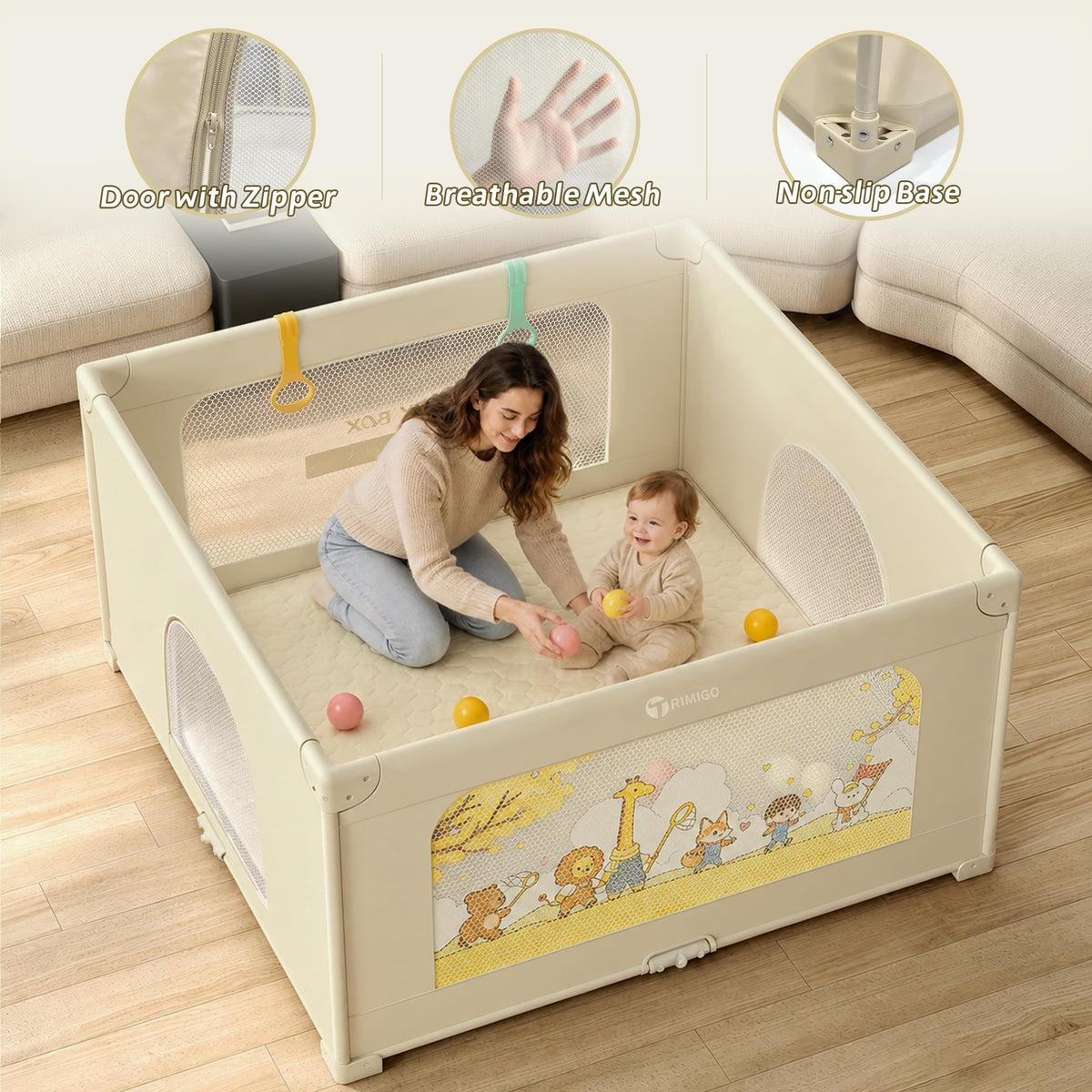50"x50" Foldable Baby Playpen with Mat N405