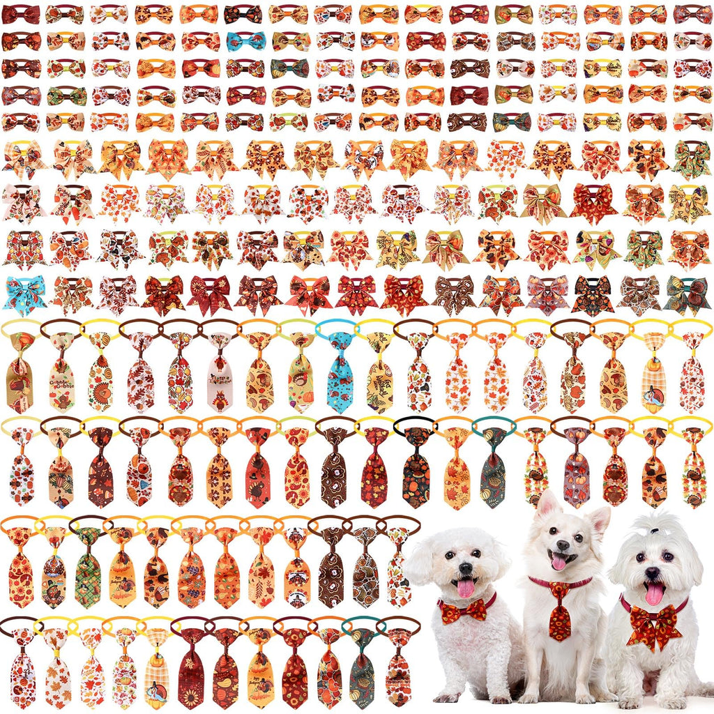 200 Pcs Dog Bow Ties Collars Set V90108