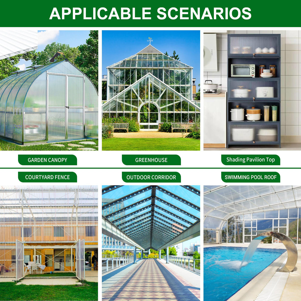 12 PCS Polycarbonate Greenhouse Panels 4' x 2' x 0.32'' N416