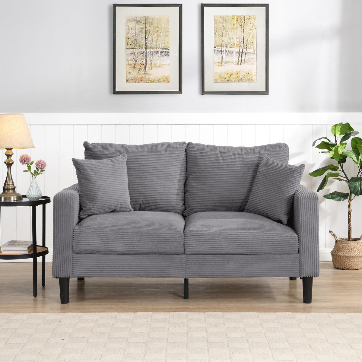 Light Gray Upholstered 2 Seat Loveseat Sofa A61922